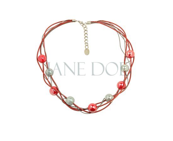 Флёр 0901 long Колье серо-красное арт.6464